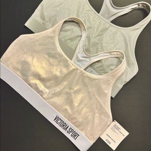Victoria Secret iridescent rose gold and silver racerback sports bra XL